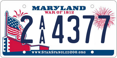 MD license plate 2AA4377