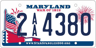 MD license plate 2AA4380