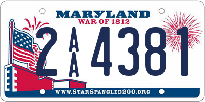 MD license plate 2AA4381
