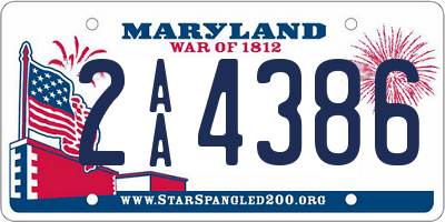 MD license plate 2AA4386