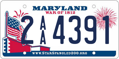 MD license plate 2AA4391