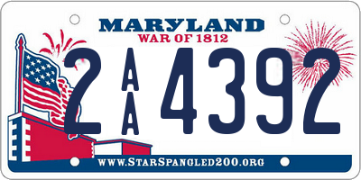 MD license plate 2AA4392