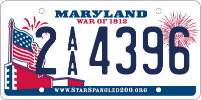 MD license plate 2AA4396