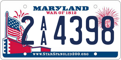 MD license plate 2AA4398