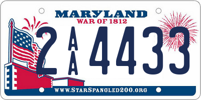 MD license plate 2AA4433