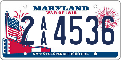 MD license plate 2AA4536