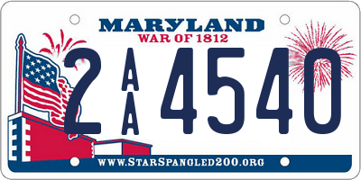 MD license plate 2AA4540