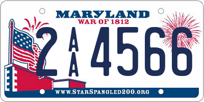 MD license plate 2AA4566