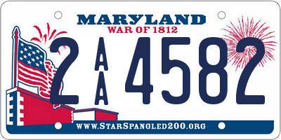 MD license plate 2AA4582