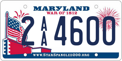 MD license plate 2AA4600