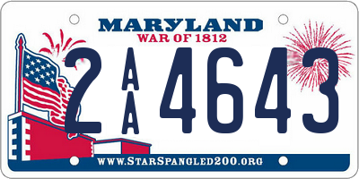 MD license plate 2AA4643