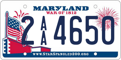 MD license plate 2AA4650