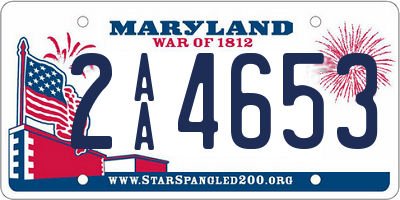 MD license plate 2AA4653