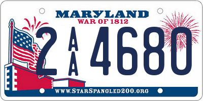 MD license plate 2AA4680