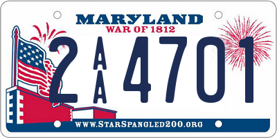MD license plate 2AA4701