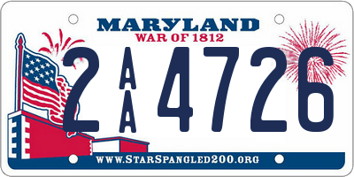 MD license plate 2AA4726