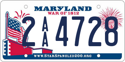 MD license plate 2AA4728