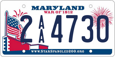 MD license plate 2AA4730