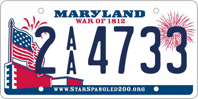 MD license plate 2AA4733