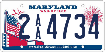 MD license plate 2AA4734