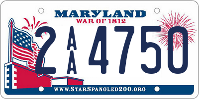 MD license plate 2AA4750