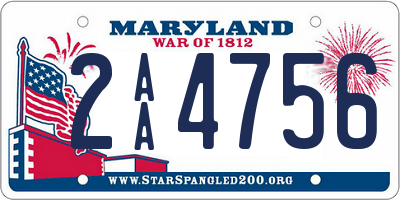 MD license plate 2AA4756