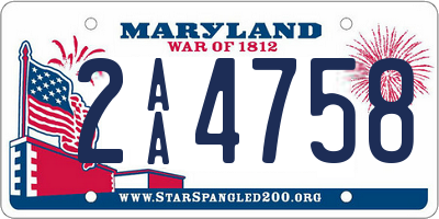 MD license plate 2AA4758