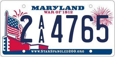 MD license plate 2AA4765