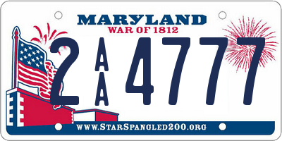 MD license plate 2AA4777