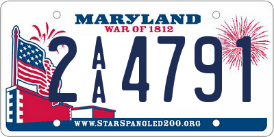 MD license plate 2AA4791