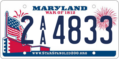 MD license plate 2AA4833