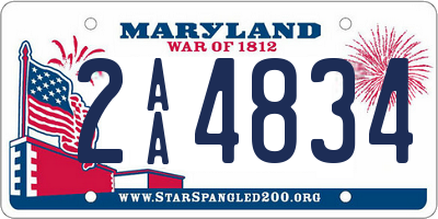 MD license plate 2AA4834