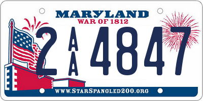 MD license plate 2AA4847