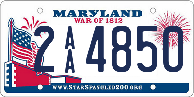 MD license plate 2AA4850