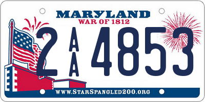 MD license plate 2AA4853