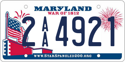 MD license plate 2AA4921