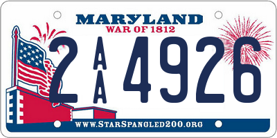 MD license plate 2AA4926