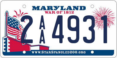 MD license plate 2AA4931