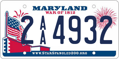 MD license plate 2AA4932