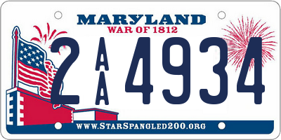 MD license plate 2AA4934