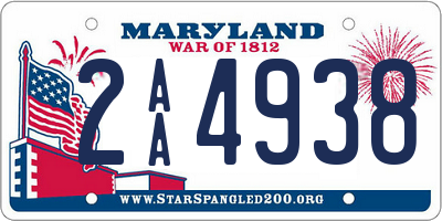MD license plate 2AA4938
