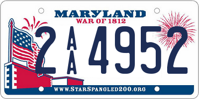 MD license plate 2AA4952