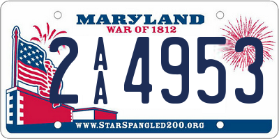 MD license plate 2AA4953