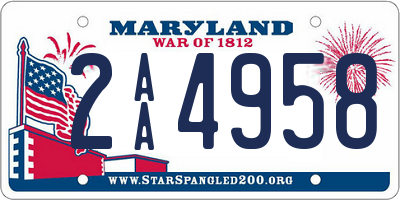 MD license plate 2AA4958