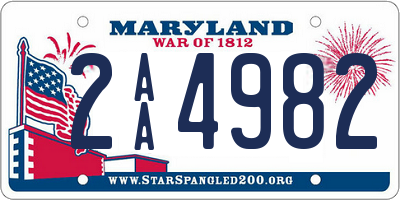 MD license plate 2AA4982