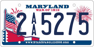 MD license plate 2AA5275