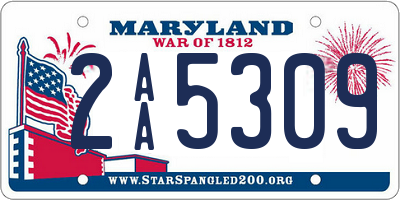 MD license plate 2AA5309