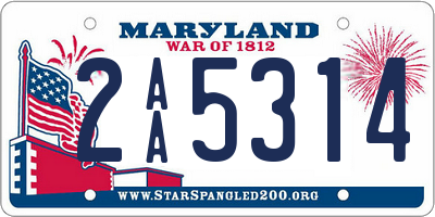 MD license plate 2AA5314