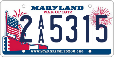 MD license plate 2AA5315