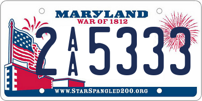 MD license plate 2AA5333